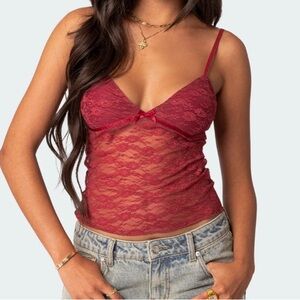 Edikted Red Lace Top